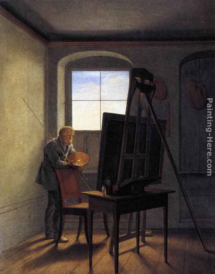 Caspar David Friedrich in his Studio painting - Georg Friedrich Kersting Caspar David Friedrich in his Studio art painting